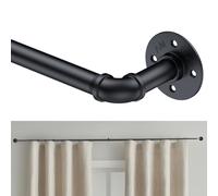 Tanice Black Curtain Pole, Heavy Duty Extendable Curtain Rod (183-366 CM), Ceiling/Wall Mount Curtain Poles for Eyelet Curtains, Noise Reducing & Room Divider