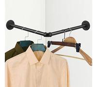Tanice Industrial Tube Hanger Wall-mounted Right-angle 46cm, Detachable Retro Industrial Cylindrical Clothes Rail, Suitable For Bedroom, Living room, Kitchen