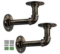 Tanice Pipe Shelf Brackets 2 Pack Industrial Shelf Vintage Wall Mounted Floating Shelves with Screws DIY Decoration for Home Bookshelf CDs Photo Frame