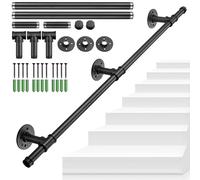 TANICE Stair Handrail, Black Hand Rails Stairs, 1M Handrails for Stairs, Anti-Slip Banister Rails, Industrial Pipe Clothes Rail, Outdoor Indoor Industrial Pipe Stair Banister for Elder and Child