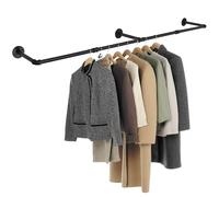 Tanice Wall Mounted Clothes Rail, Industrial Clothes Rail, 178cm Space-Saving Heavy Duty Wall Rails for Clothes, Rustic Hanging Garment Rack for Bedroom, Living Room, Laundry Room