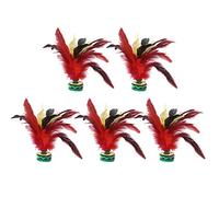 TANIQIACA 5PCS Colorful Handmade Feather Foot Kick Shuttlecocks - 20CM Height with Rubber Base for Safe Kicking - Ideal for Fun Sports and Family Entertainment