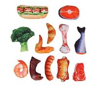 TANIQIACA Food Shape Toy Lifelike Vegetable Meat Bite Squeaky Soft Plush Dog Chew Toy for Small Medium Dogs, Including Shrimp, Broccoli, Hot Dog Shapes, Ideal for Chihuahuas,