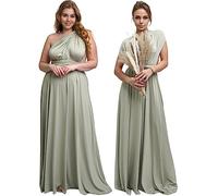 Taniri Infinity Dress - Convertible Multiway Maxi Long Transformer Gown Dress - Bridesmaid Bridal Party Wedding - Strap Wrap, Fossil Green, Large