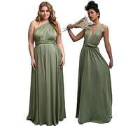 Taniri Infinity Dress - Convertible Multiway Maxi Long Transformer Gown Dress - Bridesmaid Bridal Party Wedding - Strap Wrap, Moss Green, One Size
