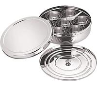 Tanish Trading Stainless Steel Masala Dabba - 8x8 inch Indian Spice Box with 7 Compartments for Kitchen Storage