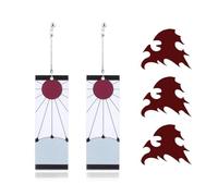 Tanjiro Earrings Hanafuda Sun Anime Cosplay Earrings with Tattoo, One Size, Acrylic, No Gemstone
