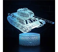 Tank 3D Night Light 16 Color Change Lamp Acrylic Flat ABS Base USB Charger Home Decoration Toy Brithday Xmas Kid Children Gift