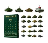 Tank A-dvent Calendar，tank A-dvent Christmas Calendar 2025，24 Days Christmas Countdown Calendars，24 Classic Land Combat Equipment，Mini Acrylic Ornaments,for Model Collectors, History Lovers