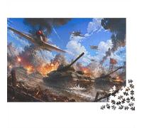 Tank Aircraft Battlefield 1000pcs Mini Puzzle For Family Challenging | 70x50cm Cardboard Living Room Decor Durable Structure Birthday Gift Anxiety Relief