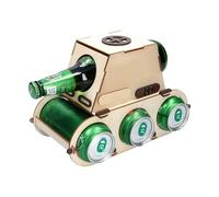 Tank Beer Carrier Wood, Beer Gifts for Men, Vehicle-shaped Beer Can Holder & Organiser - Space-saving Beer Can Stand with Non-Slip Base & Table Decoration for Living Area & Home Bar