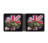 Tank British Flag WW2 Tanks Leather Wallets for Men Slim Bifold Wallet Credit Card Holder Front Pocket Wallets