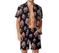 Tank British Flag WW2 Tanks Men's Hawaiian Shirts And Shorts Set 2 Pieces Beach Outfits Casual Button Down Vacation Suit XL
