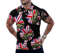 Tank British Flag WW2 Tanks Mens Polo Shirts Short Sleeve Golf Shirt Casual T-Shirt Top for Work Athletic M