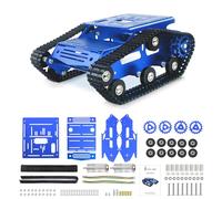 Tank Car Chassis with Motor, Shock Absorbing Robot Chassis Full-Metal Robotic Moving Platform Track Chassis for RaspberryPi Arduino DIY Maker Smart Robot Car Chassis Kit (Blue, With Encoder motor)