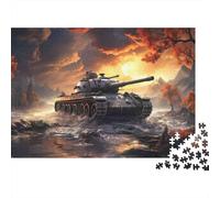 Tank Crossing River 1000 Pc Thick Cardboard Jigsaw Puzzle Bundle Family Lovers Stress Relief 38x26cm/1000pcs