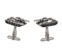 Tank Design Cufflinks in Gift Box Army Military - Onyx-Art London CK659, Silver, 1