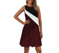 Tank Dress Women Midi Womens Summer Dresses Plus Size Uk A-Line Dresses Pleated Dress Round Neck Sundresses Sleeveless Sundresses Solid Color Sundress Knee Length Sundress Light Holiday Beachwear