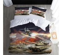 Tank Duvet Cover Sets Bedding Set Single Size - 135x200cm War Tank Fighter Super Soft Luxury Anti Allergic Duvet Set, Easy Care and Breathable Microfiber Covers With 2 Pillowcase