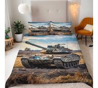 Tank Duvet Cover Sets War Machine Tank Bedding Set Single Size - 135x200cm, Kids Quilt Covers Bedding Set Microfibre Polyester 1 Duvet Cover With 2 Pillowcase