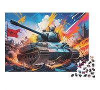 Tank Explosion Battlefield Jigsaw Puzzle, 1000 Pcs For Adults | 52x38cm Puzzle Fans, Birthday Gift, Cardboard, Mood Calming, Tight Puzzle Fit