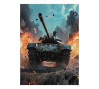 Tank Explosion Battlefield Jigsaw Puzzle, 1000 Pcs For Adults | 70x50cm Puzzle Fans, Birthday Gift, Cardboard, Stress Reduction, Tight Puzzle Fit