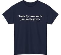 Tank Fly Boss Walk T-Shirt Retro 90s Lyric Tee Unisex Funny Quote Shirt Vintage Music Inspired Graphic Tee Navy