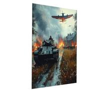 Tank Paint by Numbers for Adults, Airplane Painting by Numbers for Adults, DIY Canvas Wall Art Oil Painting Kit for Kids with Acrylic Paint Brush Set, Room Decor Gifts for Women 32x24in Model-04155