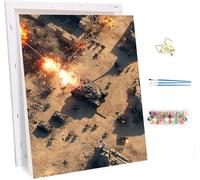Tank Paint by Numbers for Adults with Frame, Painting by Numbers for Adults War on Canvas, DIY Acrylic Oil Painting Kits with Brushes, Hobbies for Adults Women, Home Wall Decor Gifts 36x48in A-6524