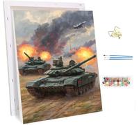 Tank Paint by Numbers for Adults with Frame, Painting by Numbers for Adults World War on Canvas, DIY Acrylic Oil Painting Kits with Brushes, Hobbies for Adults Women, Room Decor Gifts 40x52in Y-7335