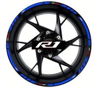 Tank Protector Motorcycle Wheel Stickers Decals for Y&AMAHA R1 YZF R1 17 Inch Inner and Outer Wheel Hub Accessories(Blue)