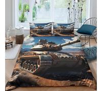 Tank Single Duvet Cover Set 3D Print Military Theme Bedding Double Bed Set Ultra Soft Microfiber Quilt Cover 135x200 cm with 2 Pillowcases 50x75 cm with Zipper for Bedroom C-996