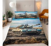 Tank Single Duvet Cover Set, War Tanks Duvet Cover 155x220cm Bedding Set 3 Piece Soft Microfiber Quilt Covers Sets with Zipper Closure with 2 Pillowcase