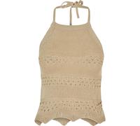 Urban Classics Women's Ladies Short Crochet Knit Halter Top Cami Shirt, softseagrass, S
