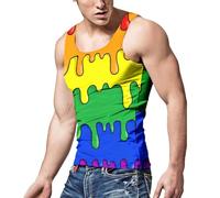 Tank Top for Men Rainbow T Shirt Gay LGBTQ Pride Holidays Vest Summer Tank Top LGBT Gay Pride Day Awareness Mens Vest Tank Top Pride Tank Top Rainbow Pattern Sleeveless T Shirt LGBTQ Clothing