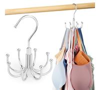 Tank Top Hanger, Rotatable Bra Hanger for Closet, Max 24 Capacity Metal Tank Top Holder Storage Space Saving Sport Bra Organizer for Belt Scarf Purse, Silver