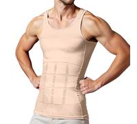 Tank Top Men Slim Fit - 2Nd Stage Male Abdominal Cosmetic Compression Vest (Mg04) (Beige S)