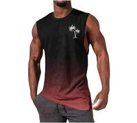 Tank Top Men UK Clearance,Mens Gym Vest Tops Tropical Printed Bodybuilding Muscle Workout Graphic Vests Summer Casual Crewneck Fitness Athletic Beach Holiday Tees Sleeveless T Shirt Watermelon Red