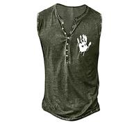 Tank Top Men's Sleeveless Sports T-Shirt Vintage V-Neck Ripped Shirt Yoga Tank Top Cotton Muscle Shirts Casual Shirts Hawaiian Shirt Hip Hop Streetwear Functional Shirt, s01 army green, XL