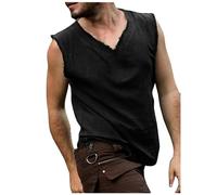 Tank Top Men's Sleeveless Sports T-Shirt Vintage V-Neck Ripped Shirt Yoga Tank Top Cotton Muscle Shirts Casual Shirts Hawaiian Shirt Hip Hop Streetwear Functional Shirt, s02 black, S