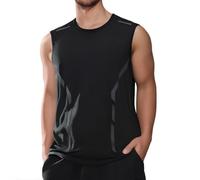 Tank Top Men's Summer Ice Silk Thin Sleeveless V-Neck Undershirt Bodybuilding Fitness T-Shirts Lightweight Breathable Muscle Shirt Quick Drying Ice Silk Vest, s02 black, L