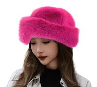 Tank Top Padded Thickened Warm Faux Hat Luxury Mongolian Faux Mink Hat for Women Versatile New Winter Hat for Women and Girls Wool Hat Men, Hot Pink, One Size
