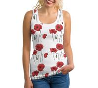 Tank Top, Poppy Flowers Women's Vest, Sleeveless Workout Tops Sport Vest