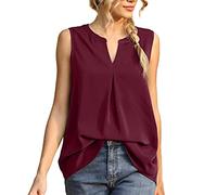 Tank Top Sleeveless Women's Tops Summer Tank Tops Cotton Linen V-Neck Blouse Top Beach Sexy Vest Blouse Plain Elegant Sports Fitness Jogging Large Size Basic Vest, 1 wine, M