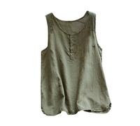 Tank Top Sleeveless Women's Tops Summer Tank Tops Cotton Linen V-Neck Blouse Top Beach Sexy Vest Blouse Plain Elegant Sports Fitness Jogging Large Size Basic Vest, 2-army green, 3XL