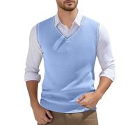 Tank Top Vegan Sweater Vest Men's Sleeveless Knitted Vest V-Neck Knitted Vest Spring Plain Sleeveless Knitted for Men Tops Pastel, lightblue, 4XL