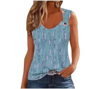 Tank Top Women Casual V Neck Camis Tops Retro Print Wide Straps Sleeveless Tee Shirts Blouses Ladies Casual Loose Summer Vests Tops Women's Printed Camisole Summer Tops UK