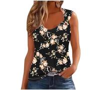 Tank Top Women Casual V Neck Camis Tops Retro Print Wide Straps Sleeveless Tee Shirts Blouses Ladies Casual Loose Summer Vests Tops Women's Printed Camisole Summer Tops UK