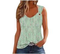 Tank Top Women Casual V Neck Camis Tops Retro Print Wide Straps Sleeveless Tee Shirts Blouses Ladies Casual Loose Summer Vests Tops Women's Printed Camisole Summer Tops UK