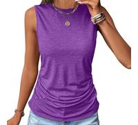 Tank Top Women's Sleeveless Ruched Tops Large Sizes Blouse Top Summer Crew Neck Tank Top Casual T Shirt Basic Stretch Tops Cotton Vest Top Plain Blouse Loose Fit Tank Tops Women Summer Tops, #02